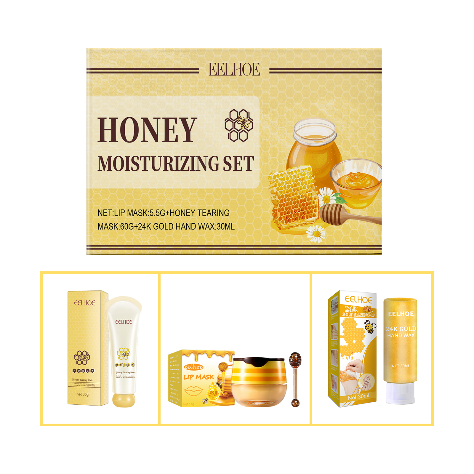 EELHOE Set exfoliant hidratant pentru piele cu miere Set hidratant exfoliant delicat pentru curățarea pielii_voghion.com