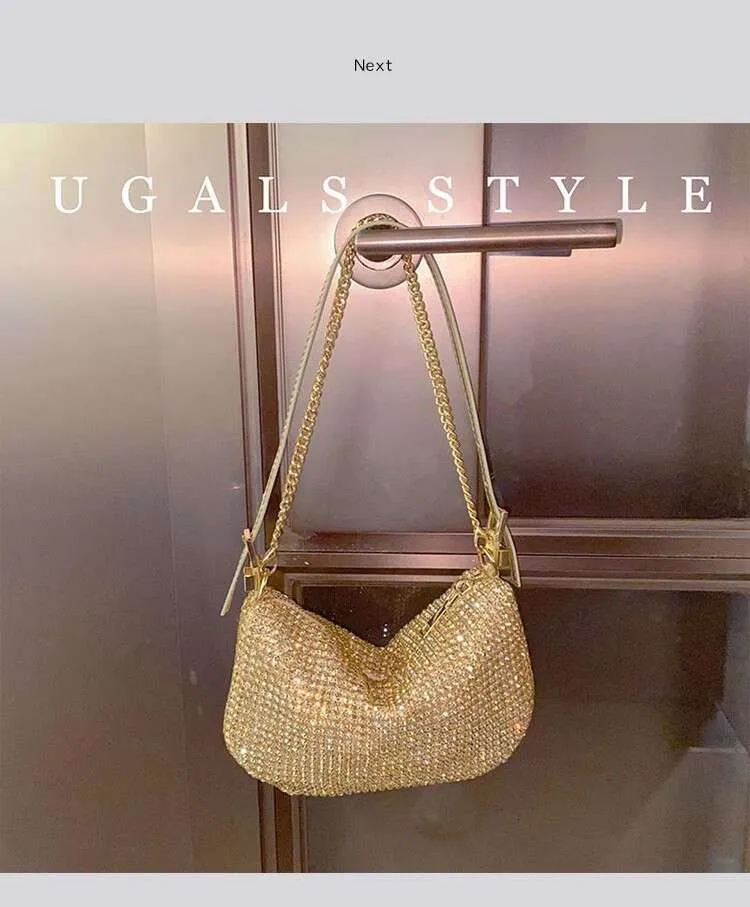 Crystal Rhie Dia Fashion Half Moon Borsa da donna Bg Shiny Even Wedd Party Clutch Borsa a tracolla Street_voghion.com