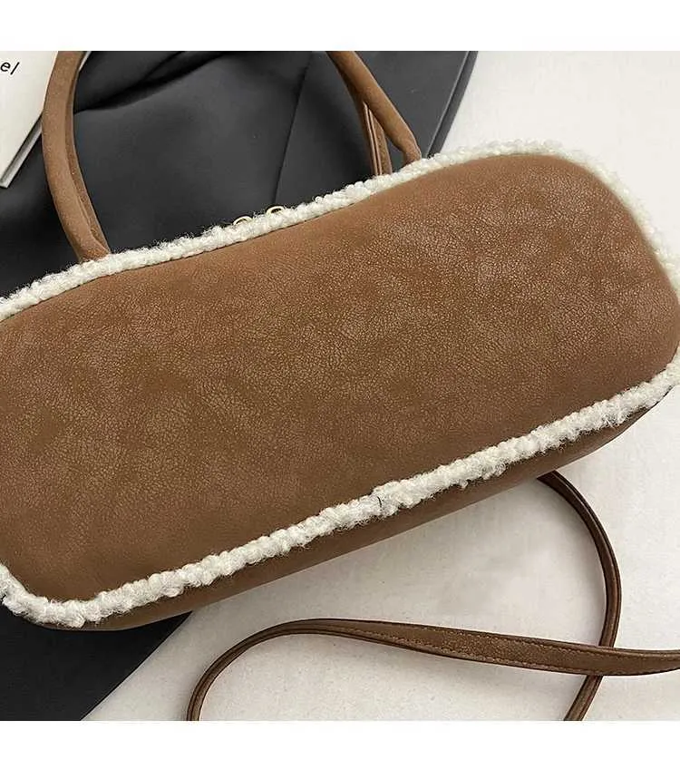 Sacs à main en daim de grande capacité pour femmes, sacoches en polaire d'agneau, sac à bandoulière décontracté pour femmes, sac à bandoulière assorti_voghion.com