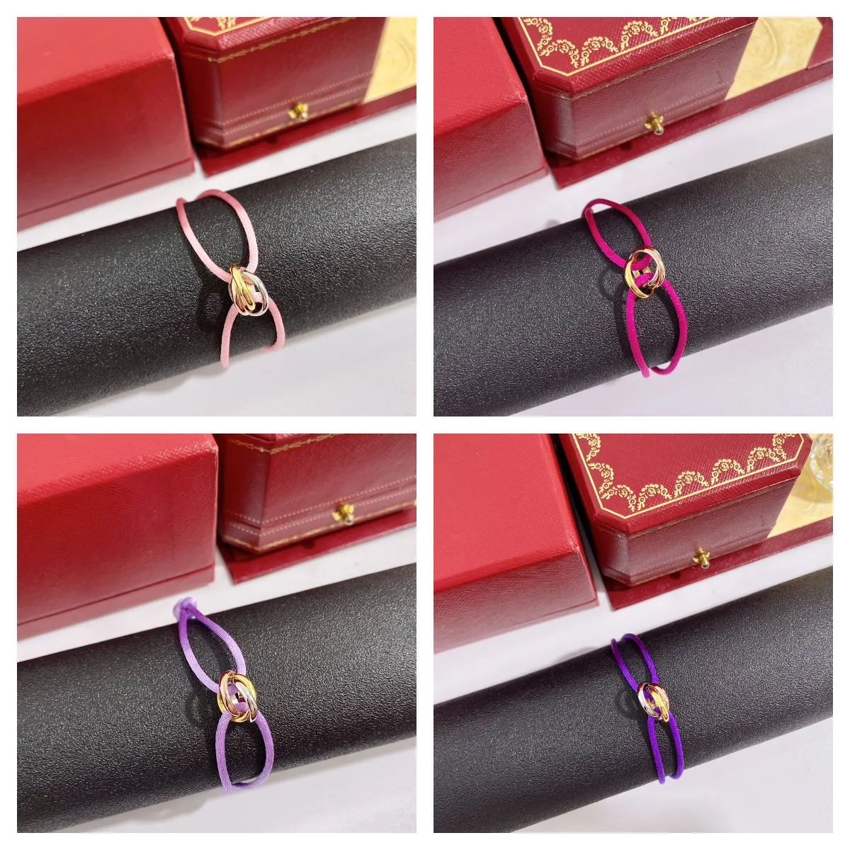 Triple Ring Cord Bracelet Luxury Adjustable Stainless Steel_voghion.com