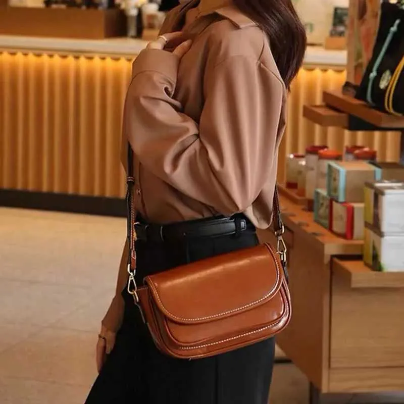 Fashionable retro small square single crossbody PU womens bag with two shoulder strapsC241214_voghion.com