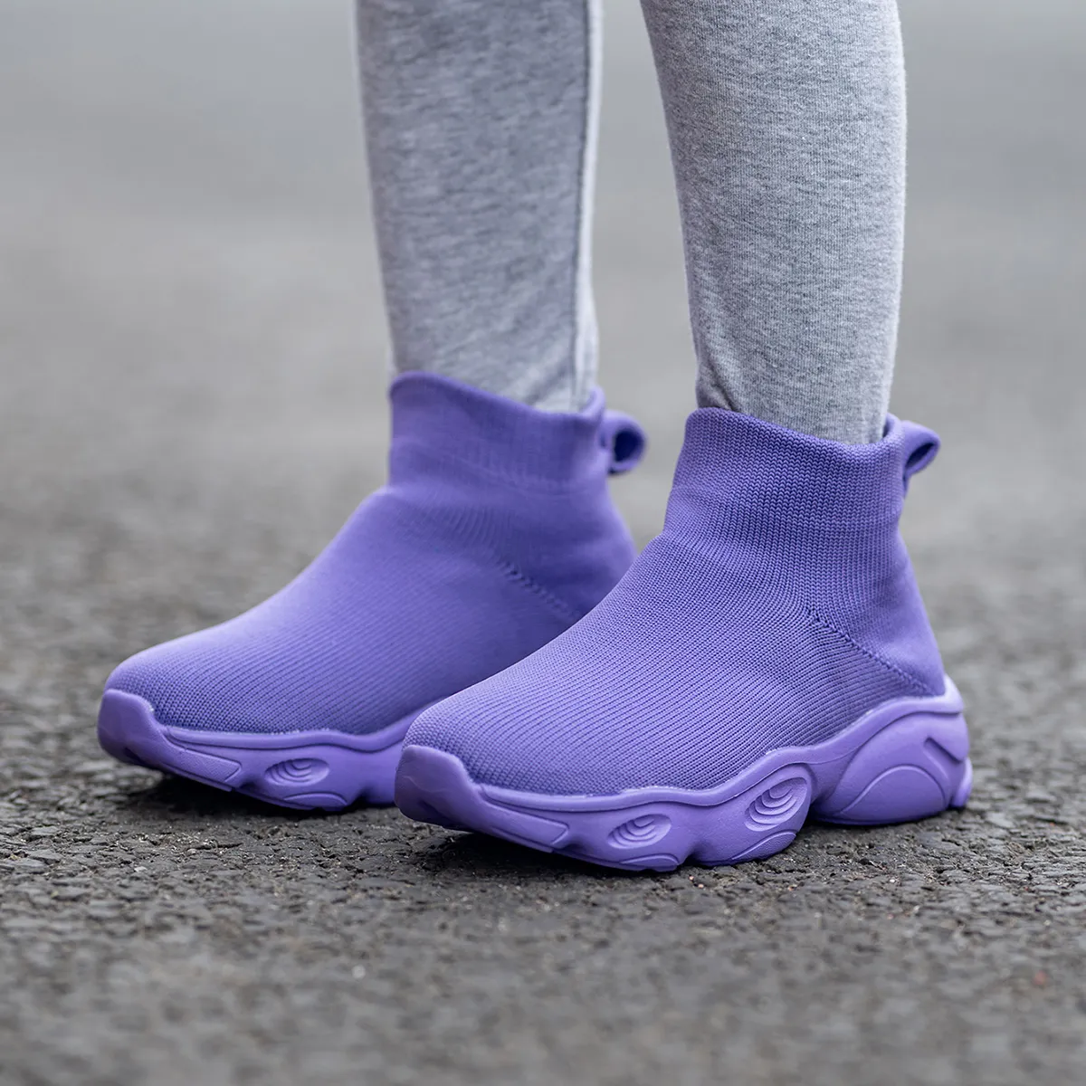 Baskets montantes en tricot pour enfants, chaussures de sport décontractées pour garçons et filles, chaussures de tennis_voghion.com