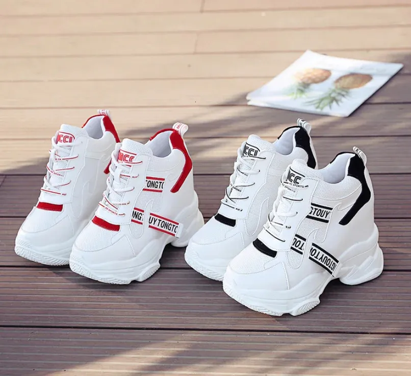 Heiße Verkäufe Trendy Schuhe High Top Sneakers Frauen Plattform Stiefeletten Korb Femme Chaussures Femmes Höhe Erhöhen_voghion.com