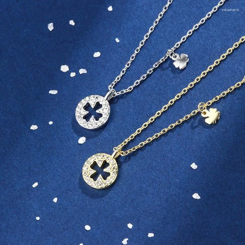 Four-leaf Clover Chain Necklace Sterling Silver Women's Jewelry_voghion.com