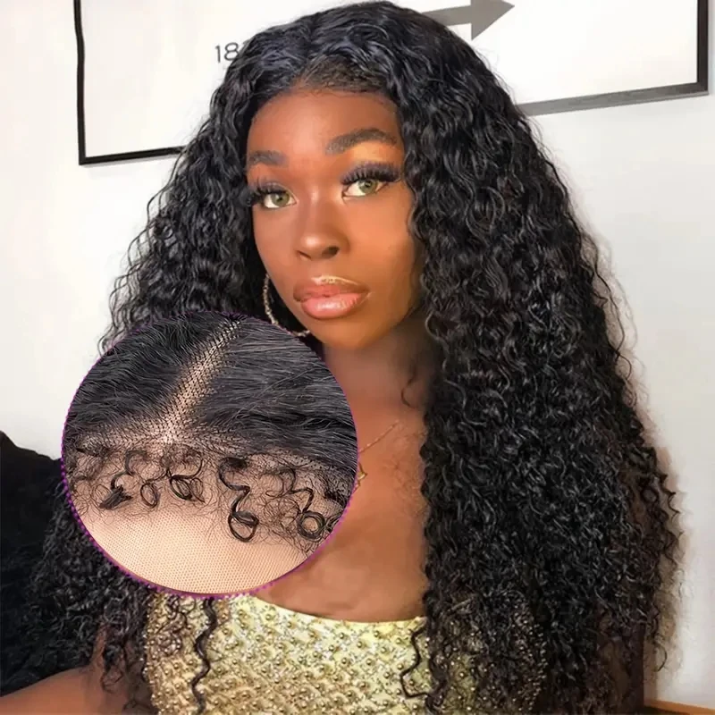 4C Edge Hairline Wigs Kinky Curly 13×6 Lace Front Human Hair Wig PrePluck Baby Hair Natural Hairline Brazilian Remy Hair 30Inch