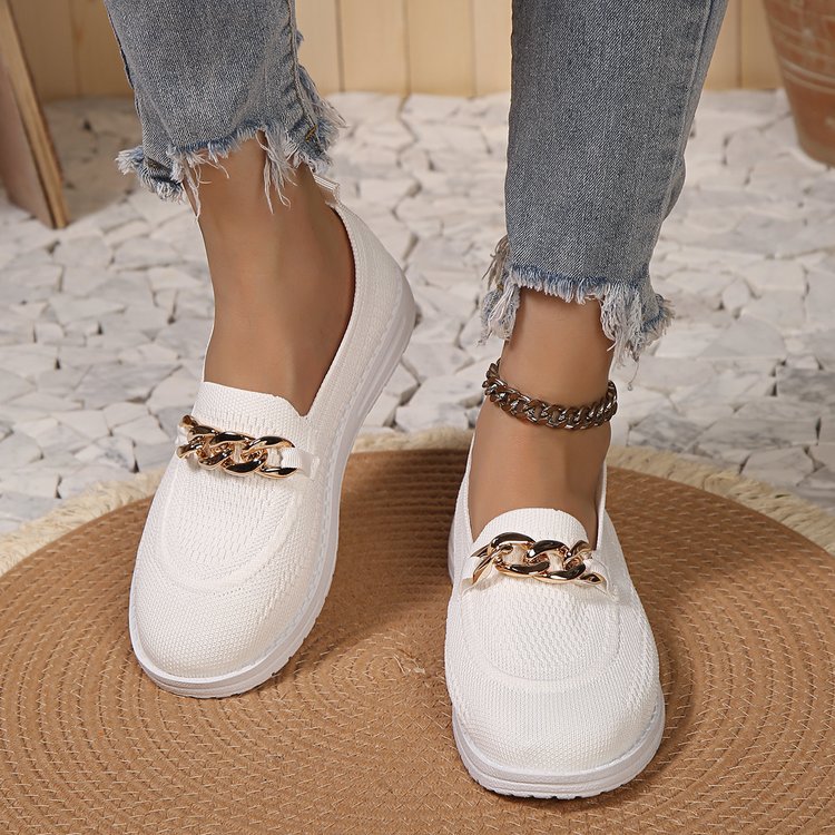 Thick Fly Woven Soft Sole Single Shoe Women With One Foot Pedal Knitted Breathable Lefu For Women's Board Shoes_voghion.com