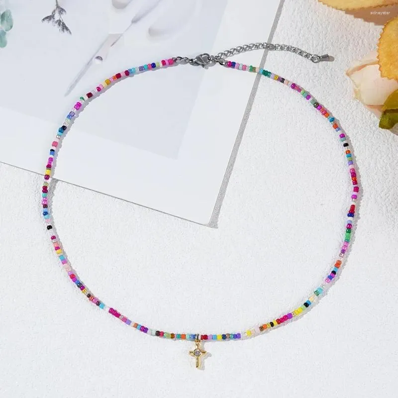 Kæder Go2boho Boho Minimalistisk Håndlavet Tilbehør Design Kors Vedhæng Perlehalskæder Til Kvinder Mænd Sommer Strand_voghion.com