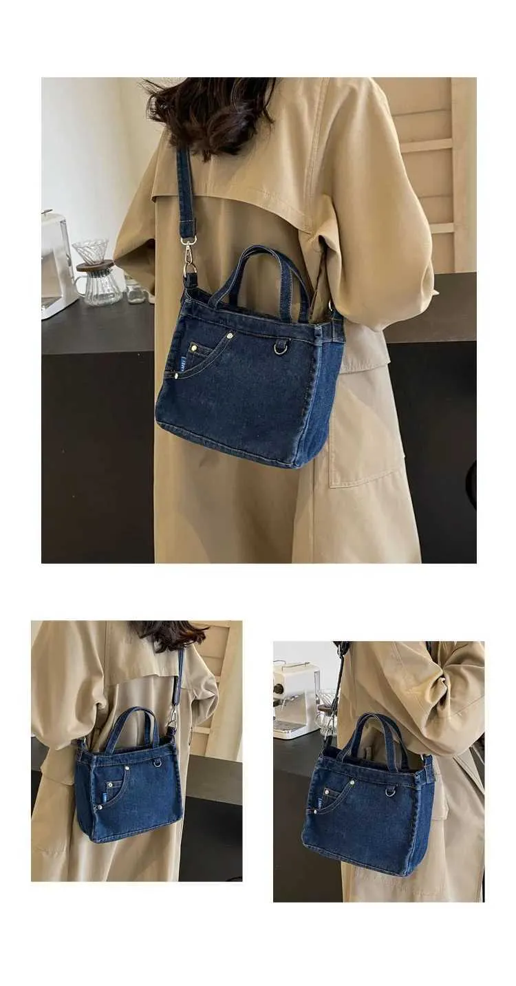 Borsa a tracolla in denim da donna grande borsa a spalla moda_voghion.com