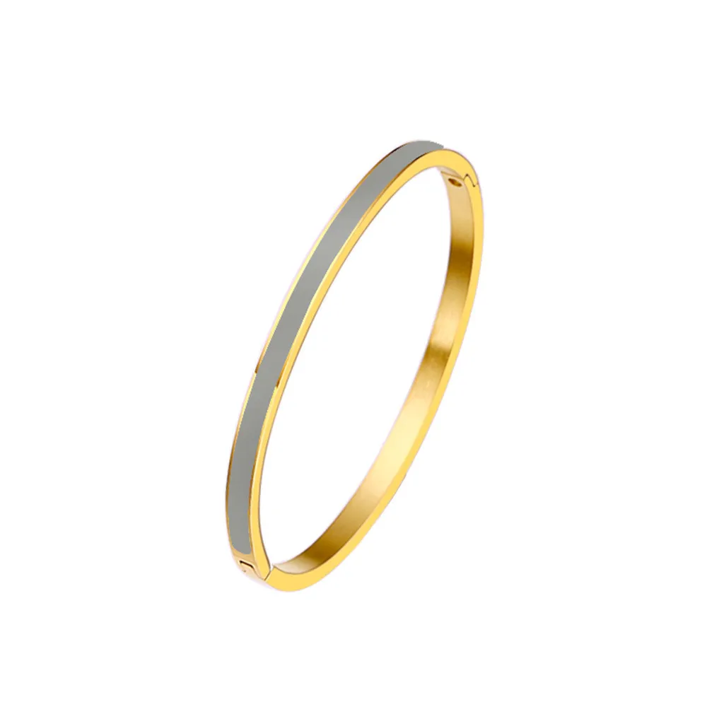 Titanium Steel Enamel Bangle Gold Plated Designer Bracelet For Women_voghion.com