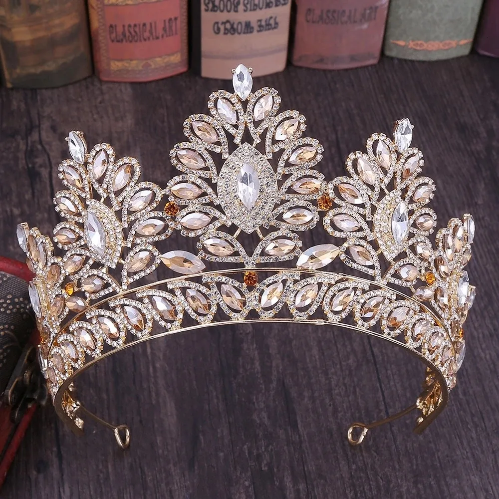 Gioielli Grandi diademi di cristallo barocco Corona nuziale per spose Accessori per capelli da donna Copricapi Principessa Concorso couronne_voghion.com