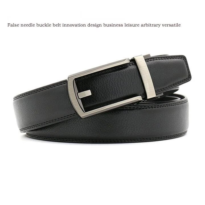 New Hot Selling Belt for Men's Imitation Needle Buckle Automatic Buckle Belt Size Three Good Leather Cowhide Belt_voghion.com