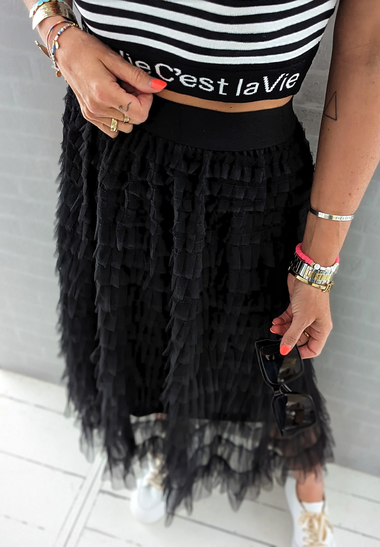Women's new mesh skirt patchwork cake skirt_voghion.com