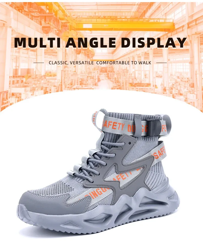 Men's Safety Boots Breathable Protective Work Footwear Steel Cap_voghion.com