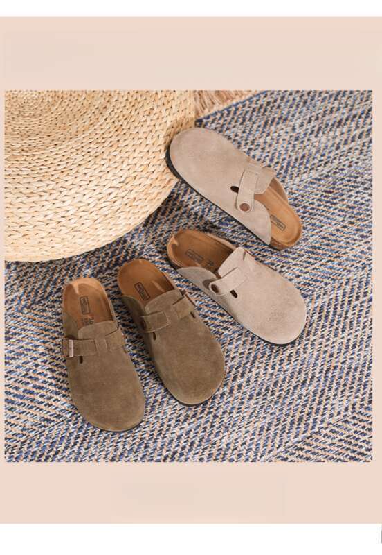 women's Shoe With A Cork Sole On The Toe Cap A Half Flip-flop On The Top._vogvips.com