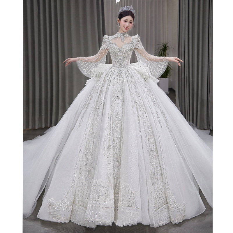 Wedding dress new bride heavy luxury long tail white high end main yarn