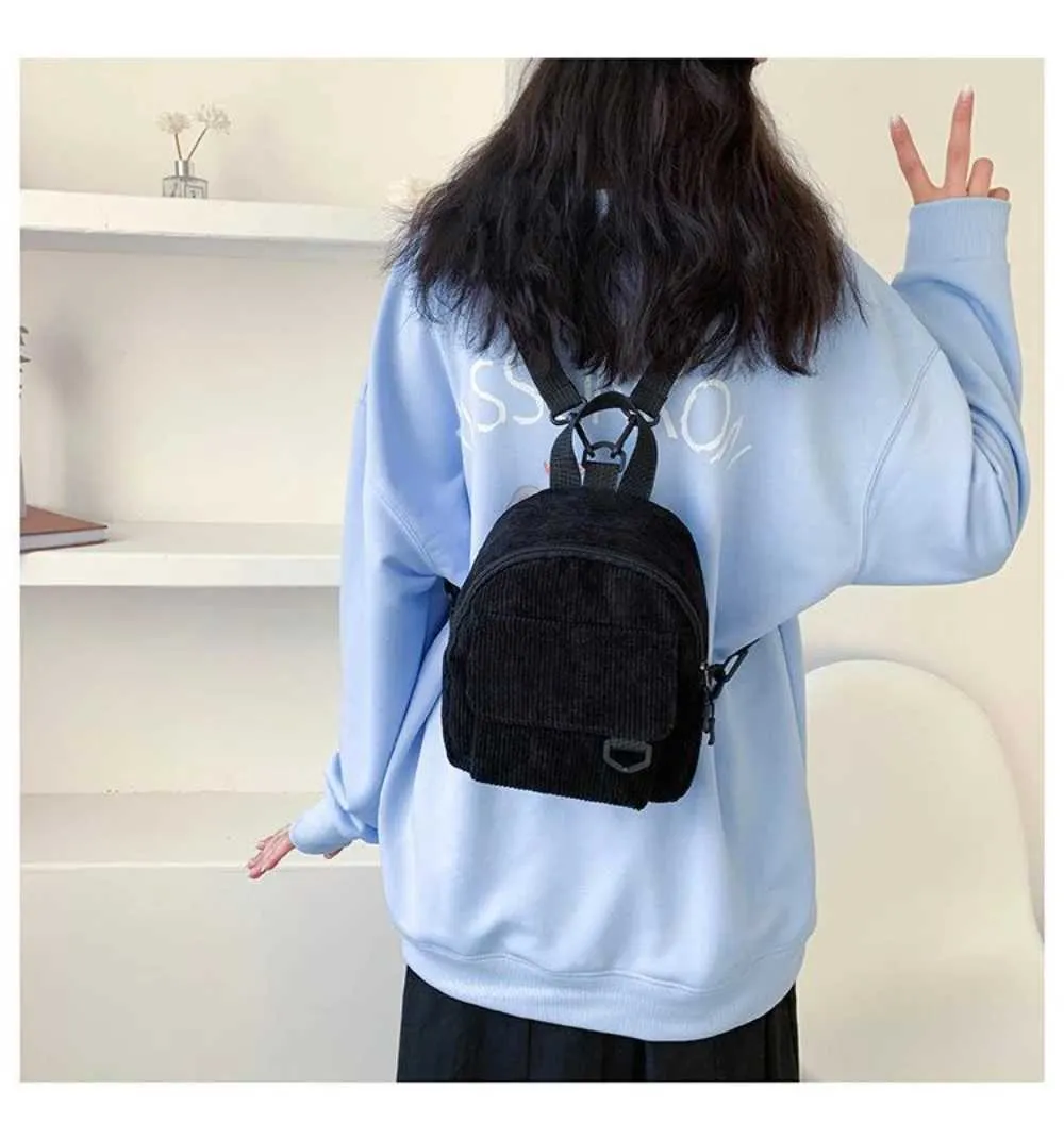 Kleiner Damen Mini Rucksack Aus Kord Für Freizeit Und Reisen_voghion.com