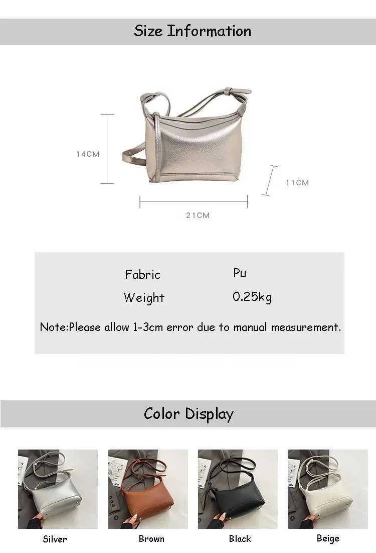 Borsa a tracolla in pelle PU alla moda da donna, borsa a tracolla in pelle solida, borsa a tracolla casual da donna, versatile, in argento_voghion.com