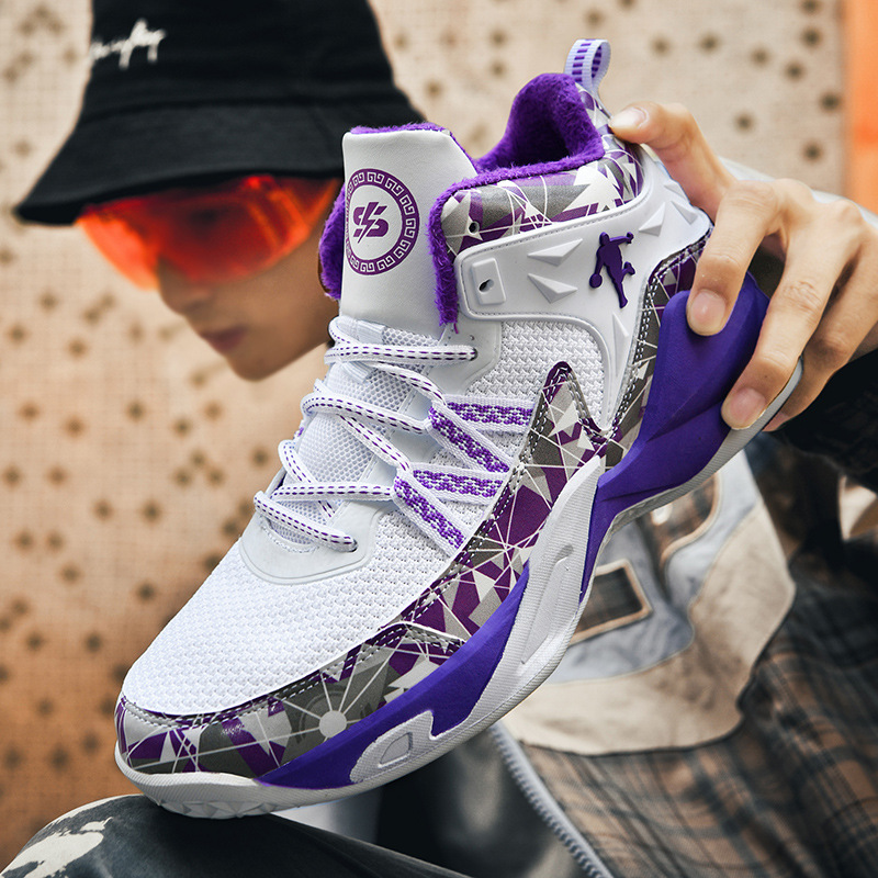 Mandarin Duck con superficie in mesh, scarpe da basket alte da combattimento per studenti, scarpe Flywire_voghion.com