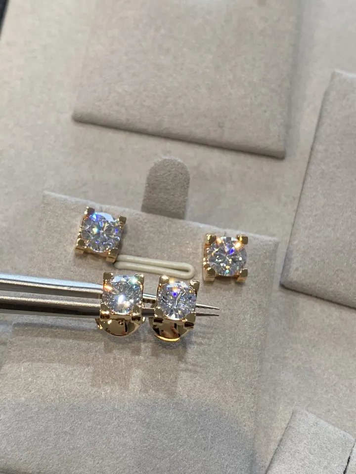 Collane con ciondolo in cristallo di zircone CZ quadrato 3D con diamanti per donne, orecchini in oro rosa con marchio automobilistico_voghion.com