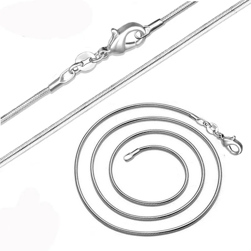 Cadenas de plata de ley S, collares, cadena de serpiente de 1 mm, collar DIY de 16, 18, 20, 22 y 24 pulgadas, la hermana de Sailor Moon tiene_voghion.com