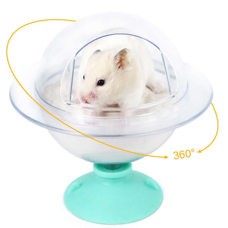 Bagno per piccoli animali domestici, esclusivo per criceti, vasca da bagno trasparente anti-schizzi, orsetto dorato, sabbia per urina, WC a doppio uso_voghion.com