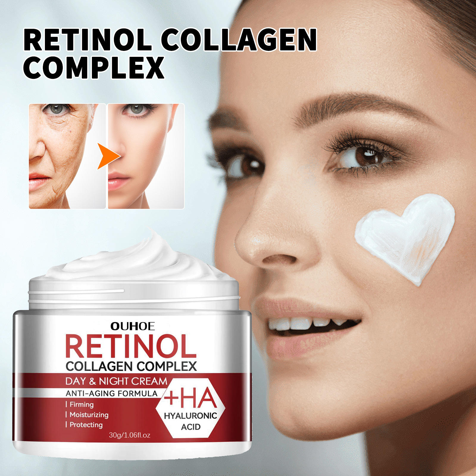 OUHOE Retinol Moisturizing Lightens Fine Lines, Tightens Black Eyes, Moisturizes Pores, wrinkle and Anti aging face_voghion.com
