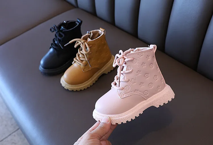 Botas altas de nieve de invierno para niños de moda 2024, zapatos de cuero para niños, lindas botas impermeables hasta los tobillos, botas cálidas para niñas, tallas para bebés_voghion.com
