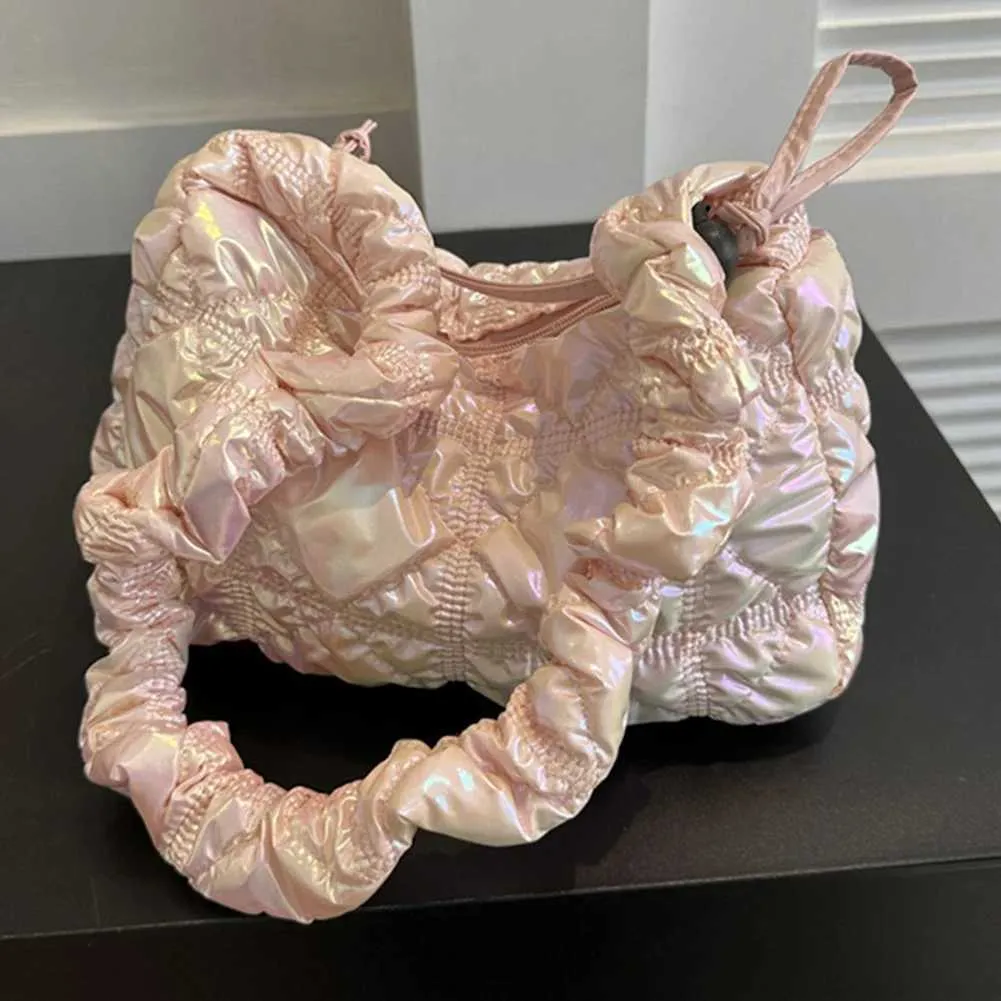 Borsa a tracolla imbottita da donna Hobo Armpit Cloud Pleatd con coulisse, trapuntata, a tracolla, elegante, per ragazza C241216_voghion.com