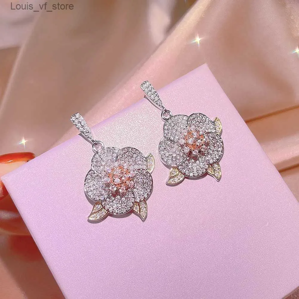 Ensembles de bijoux de mariage en argent sterling, bagues en diamant en grappe, type fleur pour femmes, trois pièces, cadeaux de fiançailles complets pour femmes_voghion.com