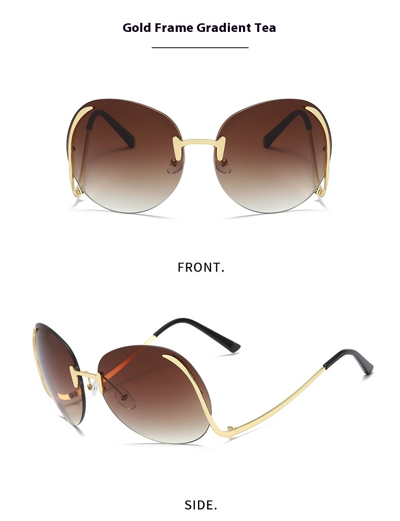 Neue rahmenlose, personalisierte Sonnenbrille mit farbigem Ozeanfilm, trendige und modische Sonnenbrille aus Europa und Amerika_voghion.com