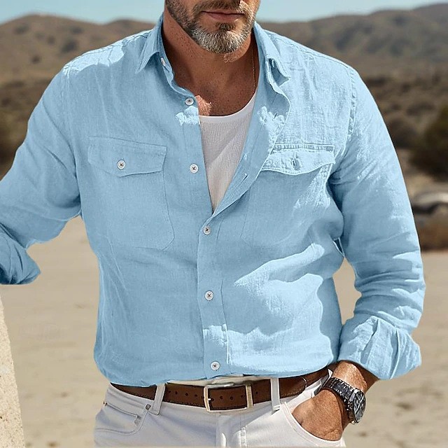 Vêtements pour hommes, dernière chemise décontractée en lin pour hommes, vêtements décontractés simples