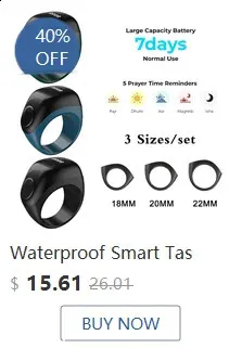 Tasbih Tally Counter Ring för muslimer Zikr Digital Tasbeeh 5 Bönetidspåminnelse Bluetooth avancerad smart bärbar_voghion.com
