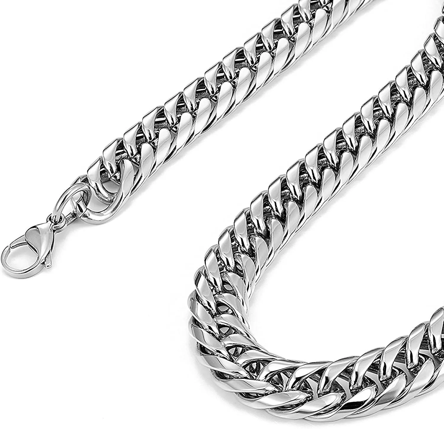 Chaînes Bijoux en acier titane Ne se décolore pas Collier chaîne en acier inoxydable pour homme Extra épais et large_voghion.com