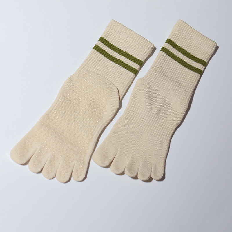 Chaussettes de yoga unisexes pour femmes, chaussettes professionnelles antidérapantes pour orteils, chaussettes d'intérieur Pilates à cinq doigts_voghion.com