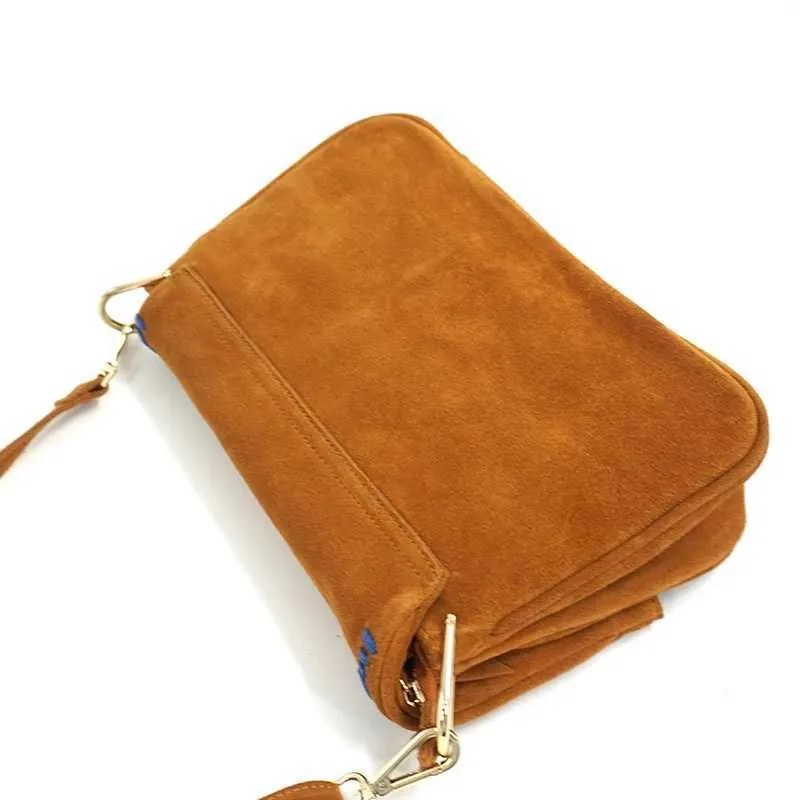 Sac à bandoulière en daim véritable et nubuck pour femme, sac à bandoulière latéral à franges, sac de créateur Za, taille moyenne, élégant au quotidien_voghion.com