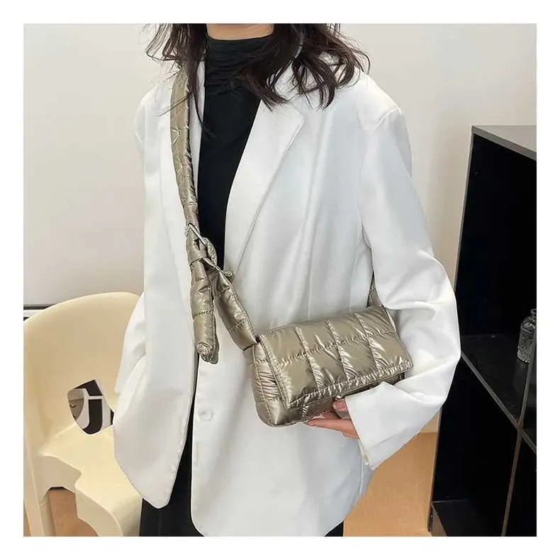 Moda trapuntata invernale leggera calda imbottita in cotone scozzese spalla donne sottobraccio borse gonfie borse C241216_voghion.com
