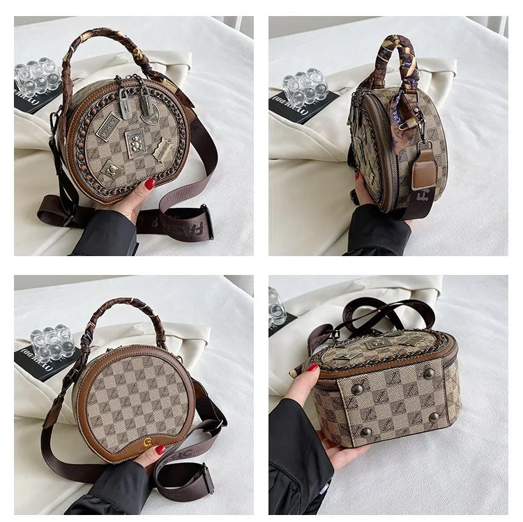 Schicke runde Handtasche: Stilvolle Damen-Umhängetasche mit aufgedrucktem Design – leicht für den täglichen Gebrauch_voghion.com