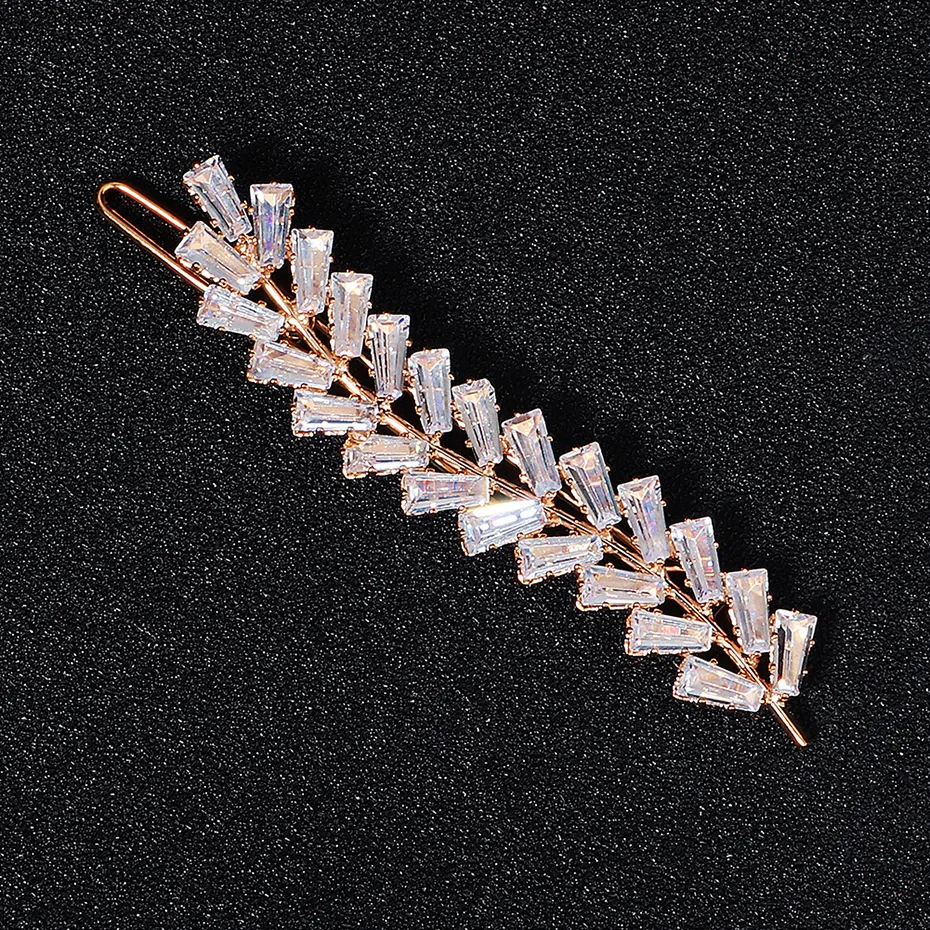 Miallo Modische Haarspange mit Zirkonia, Blatt-Clips für Frauen, Accessoires für Brautjungfern, Hochzeit, Haarschmuck, Party, Braut_voghion.com