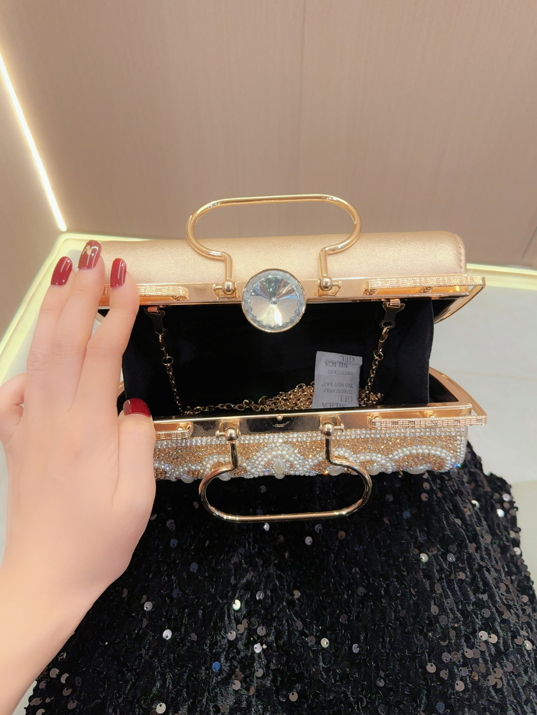 Nouveau sac à main de mariage d'équipe de barre avec le sac de Banquet de bandoulière incrusté de diamant_voghion.com