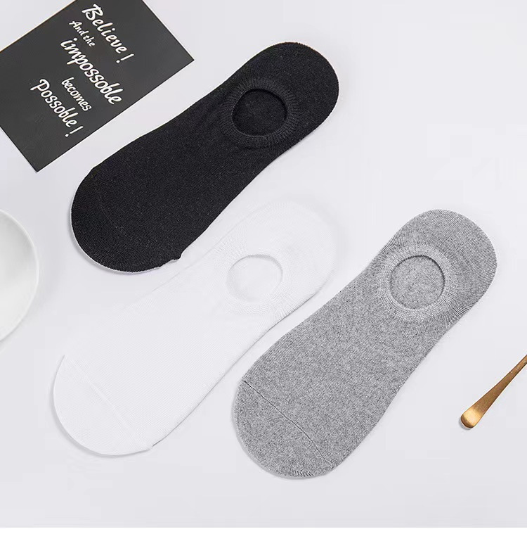 Black and white gray women's socks men's and women's socks summer autumn and winter Four Seasons solid color men's short tube boat Socks invisible low_voghion.com