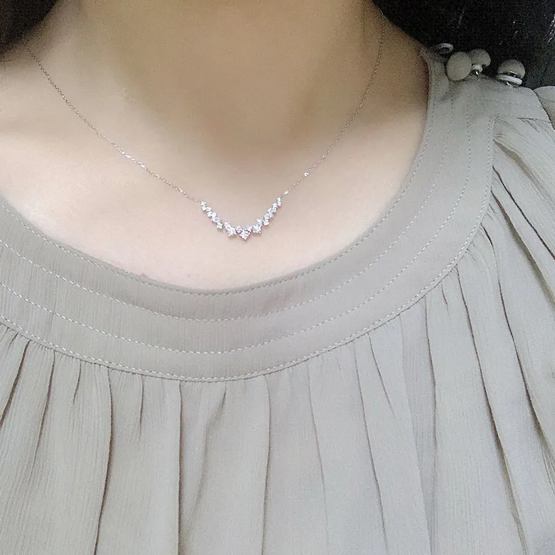 Colliers pendentifs CAOSHI Collier pour femme pour fiançailles Bijoux de mariage avec une rangée de cristal brillant Élégant Femme_voghion.com
