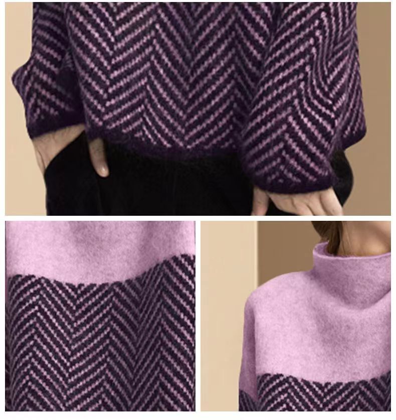 Camicia da donna con fondo dolcevita ispessito, top da donna autunno e inverno maglione caldo e sottile da donna_voghion.com