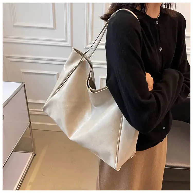 Geantă de umăr din piele pentru femei, model vintage roșu, sport, casual, la modă, capacitate mare, Shopper, Haruku, simplă, geantă de mână_voghion.com