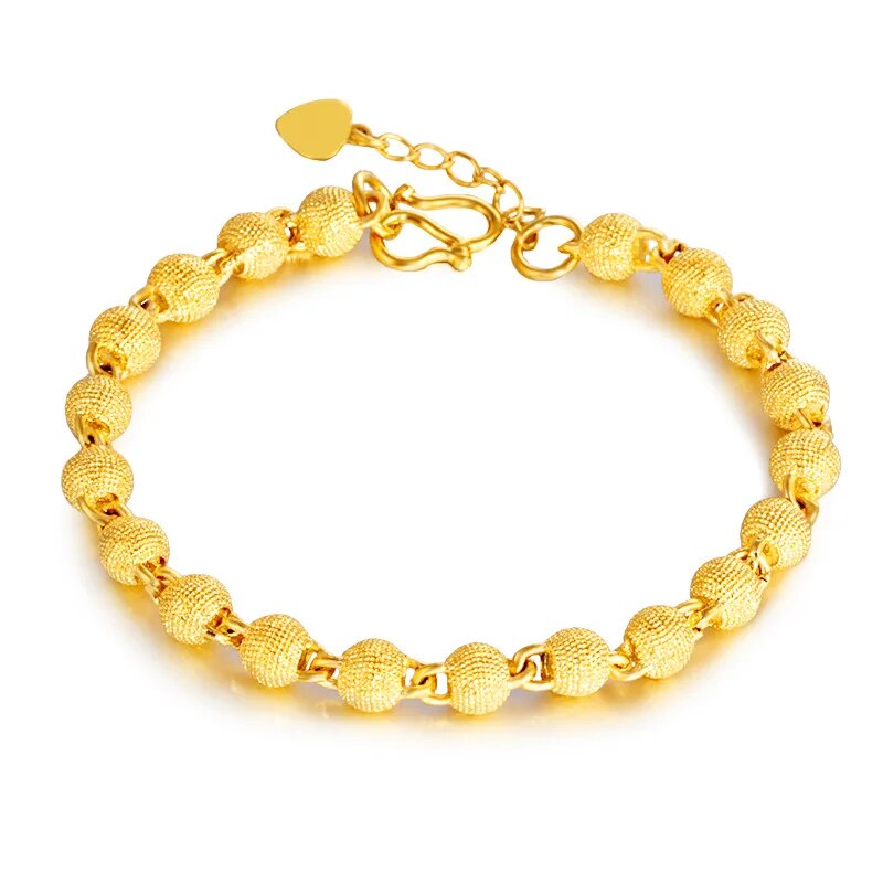 Yellow gold plated Bracelet For Women Vietnam Sand Gold Frosted Transit Bead Hand Chain_voghion.com