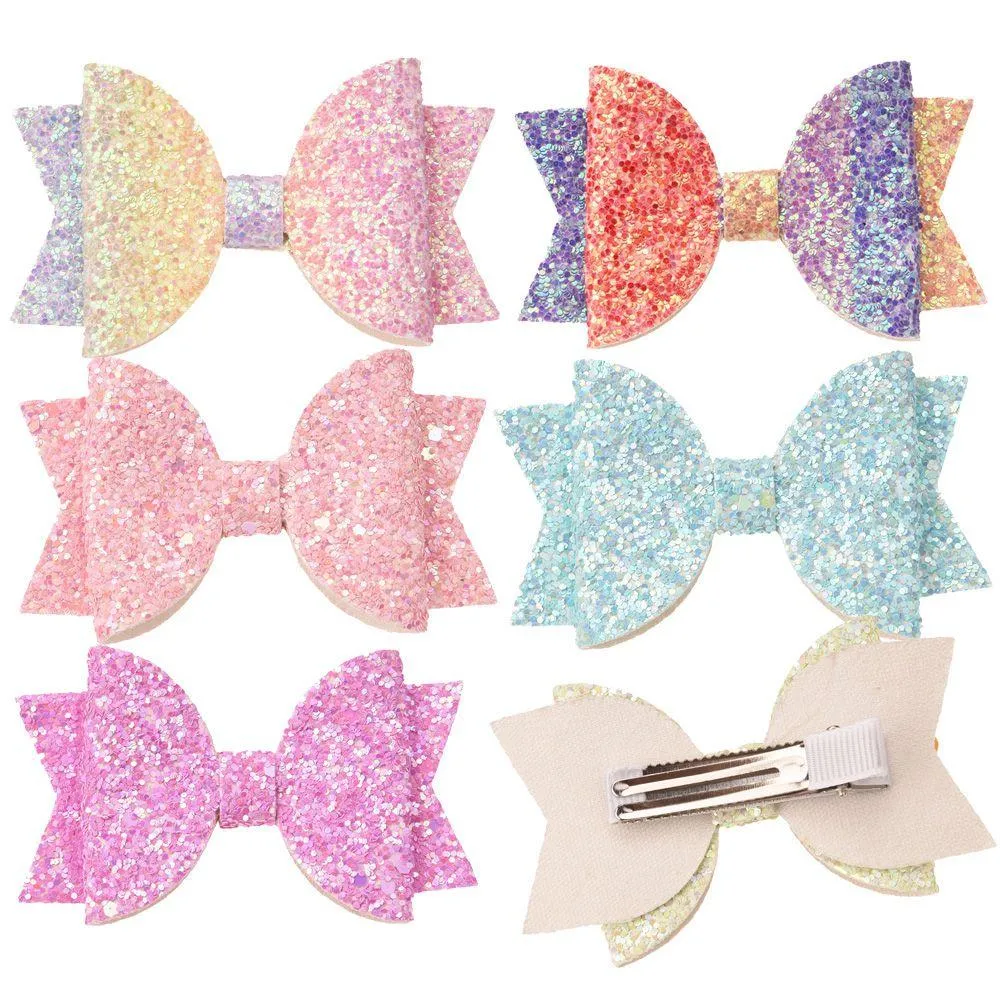54pcs/lot 5cm*8cm Glitter Bow Boutique Fashion Accessories Sequin Hair Bows Flower Accessory For Girls_voghion.com