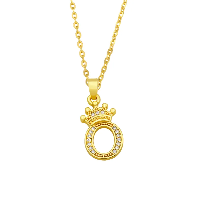 Anhänger Halsketten Mode Einfache Zirkon Krone 26 Englische Buchstaben Trendy Damen Halskette Für Mädchen Valentinstag Geschenk_voghion.com