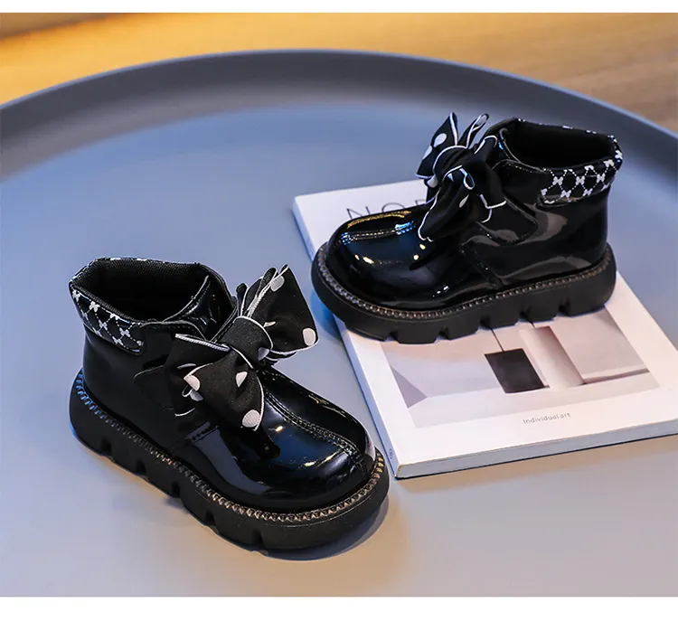 Cizme de piele pentru fete, cu platformă și bowknot, pentru copii mici, cu talpă moale și scurtă, pentru copii, Cutefeet_voghion.com