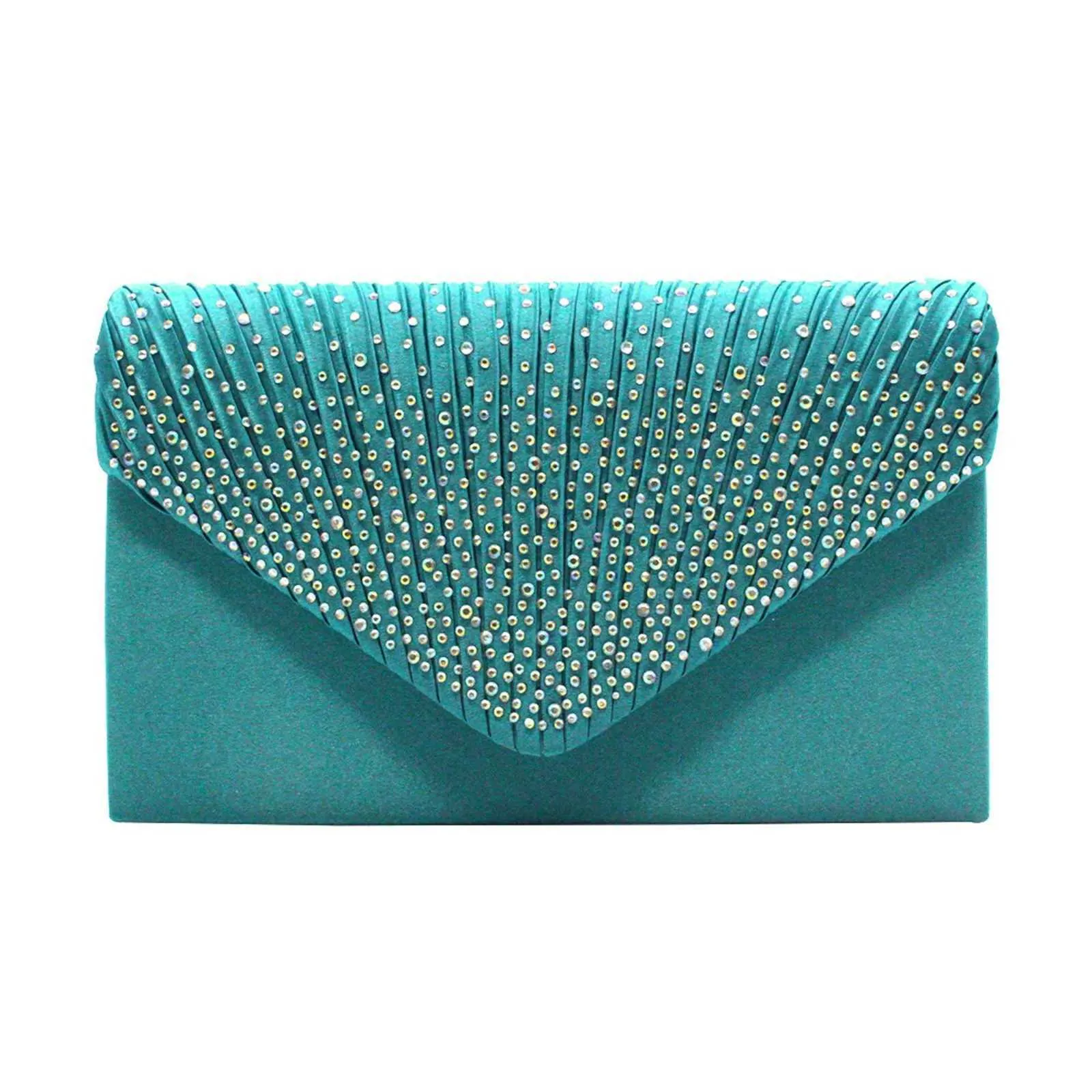 Modische und elegante Clutch für Damen aus Satin mit rhinestone-verzierter Schulterpartie, dünne Kette, passend zu Party- und Bankettkleidern, Abendtasche_voghion.com