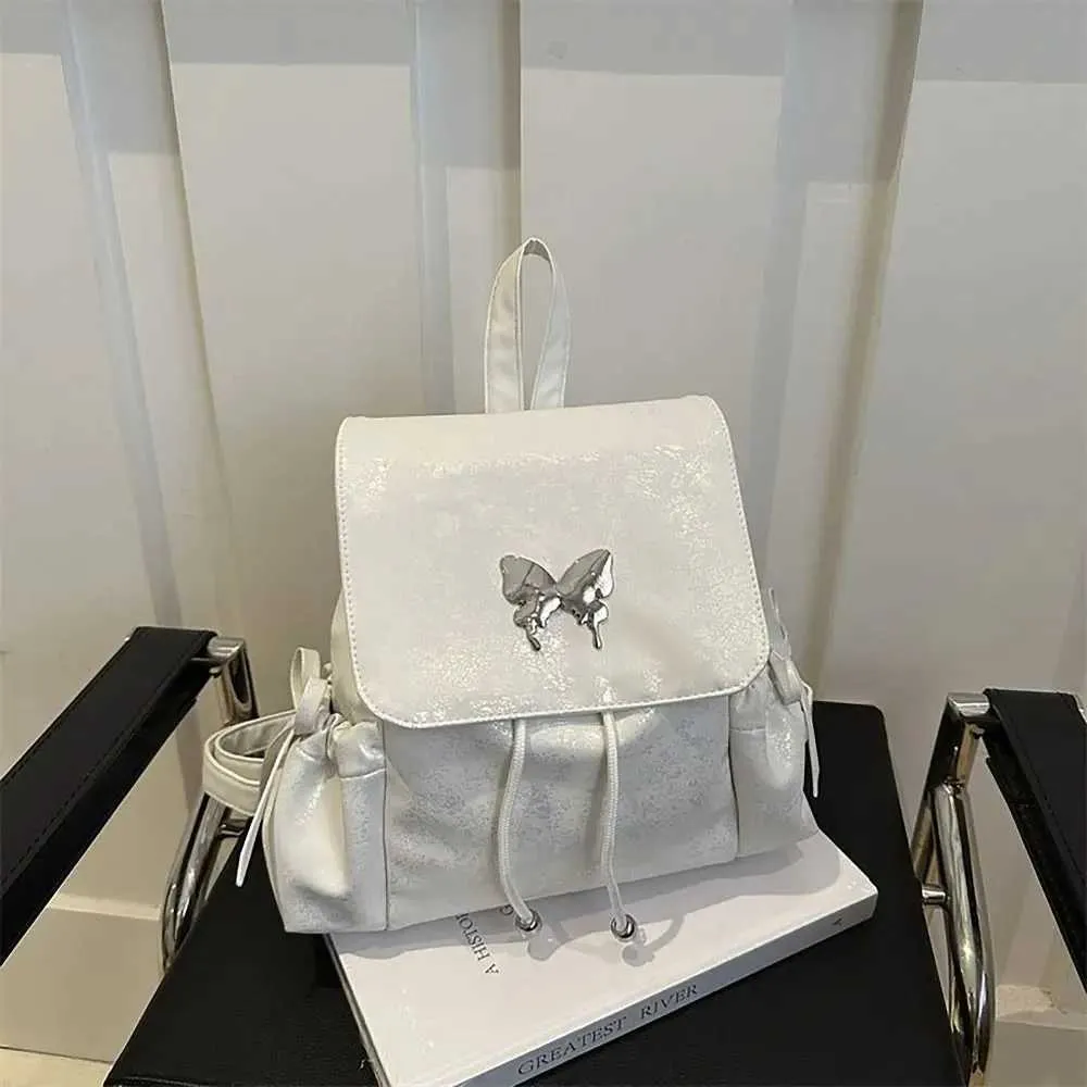 Zaino da scuola alla moda con fiocco, tracolla regolabile, grande capacità, in PU, impermeabile, con tracolla singola, per studenti, C241217_voghion.com