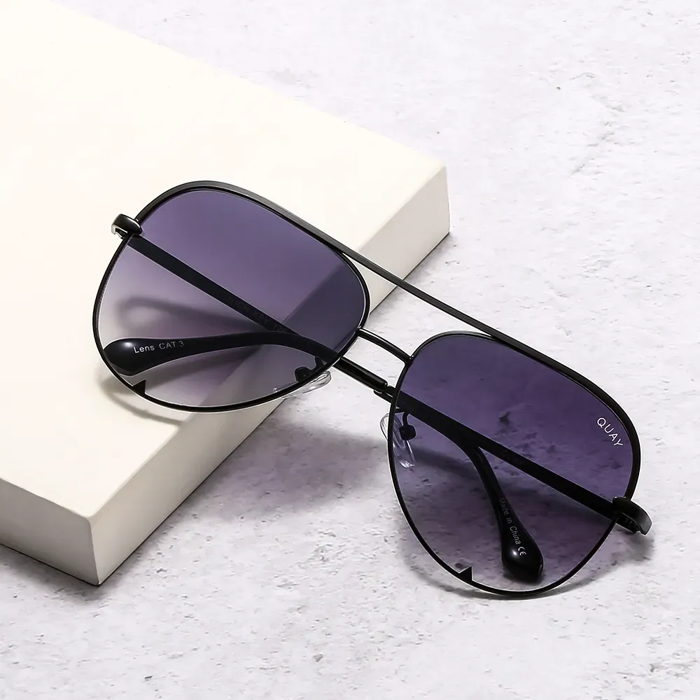 Occhiali da sole alla moda, confezione da 2 pezzi, senza custodia, occhiali da sole Quay, occhiali ovali_voghion.com